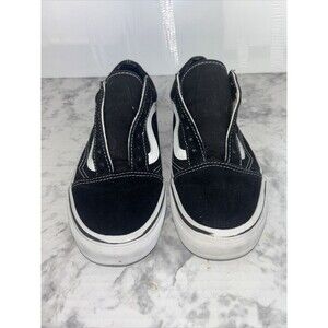 Vans Old Skool Off The Wall Black Canvas Slip On Unisex Sneaker No Laces